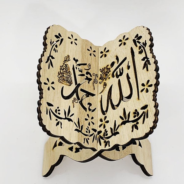 Bokställ gjord av trä, koranens heliga bokhållare, bokhyllaprydnader för läsning, islambok