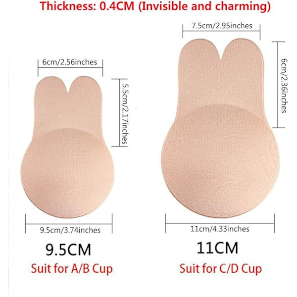 9,5CM-Självhäftande BH Strapless Rygglös Push Up BH Osynlig BH Självhäftande Återanvändbar BH för Kväll Bröllopsklänningar