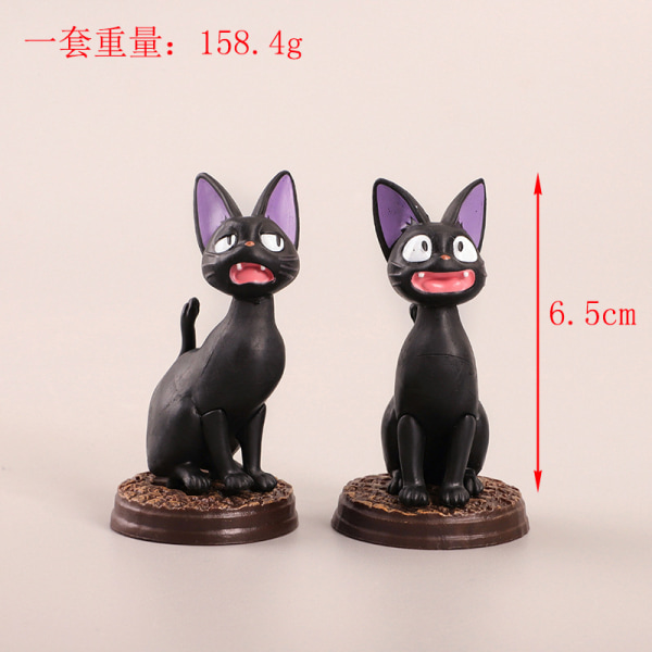 6 sorters svart katt figurer anime tecknad docka leksaker
