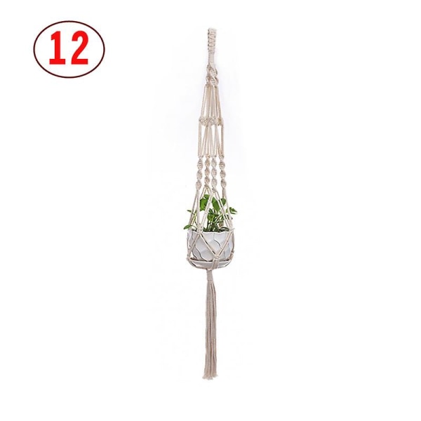 2 st Macrame växt hängare vit handgjord bomullsrep inomhus utomhus hängande växtkruka 12