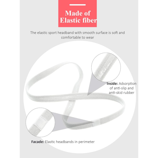 4 delar elastiska sportpannband Tjocka halkfria hårband för kvinnor och män Svart, Vit