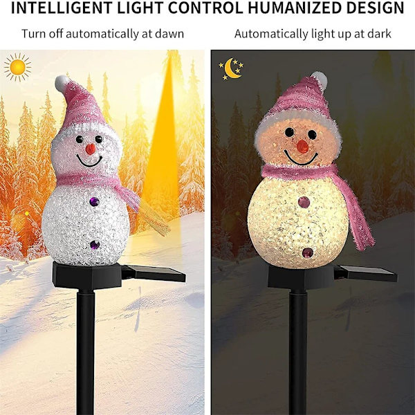 Paket med solcellslampor för snögubbar, vattentäta julgransbelysningar för vinterträdgårdar och bakgårdar