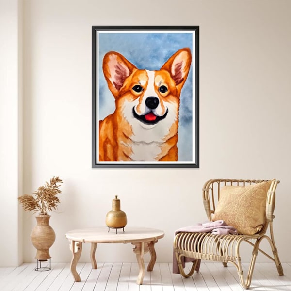 DIY 5D Diamantmålning Komplett Kit Hund, Diamantbroderi Målning Djur efter Nummer Kit Tillbehör, Korsstygnsduk Vardagsrum Sovrum Vägg