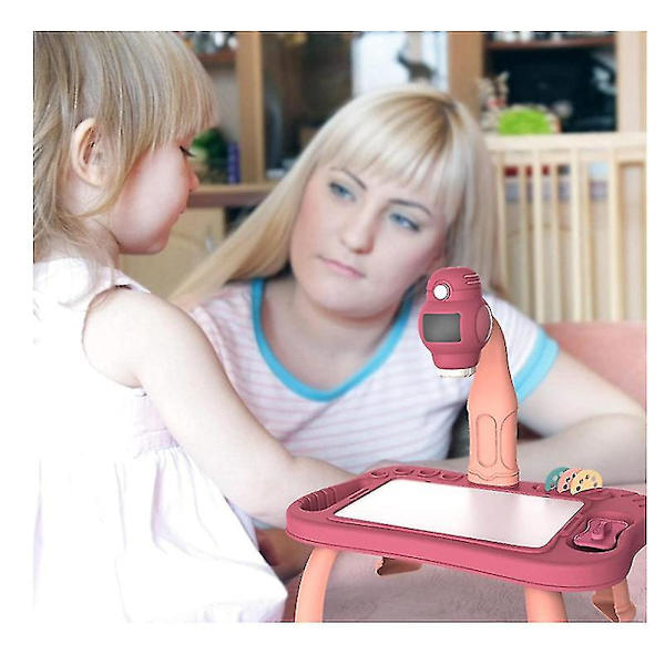 Lasten piirustusprojektori, työpöydän projektiopiirustuslevy, opettavaiset piirustuslasten lelut Pink