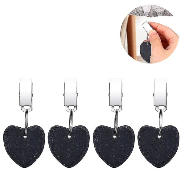 4 Pakker Bordduk Vekt Henger Hjerteform Bordduk Klips Black