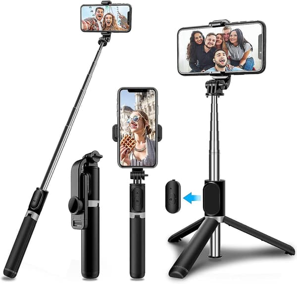Bluetooth Selfie Stick Stativ, Utvidbar Selfie Stick (103cm) Med 360