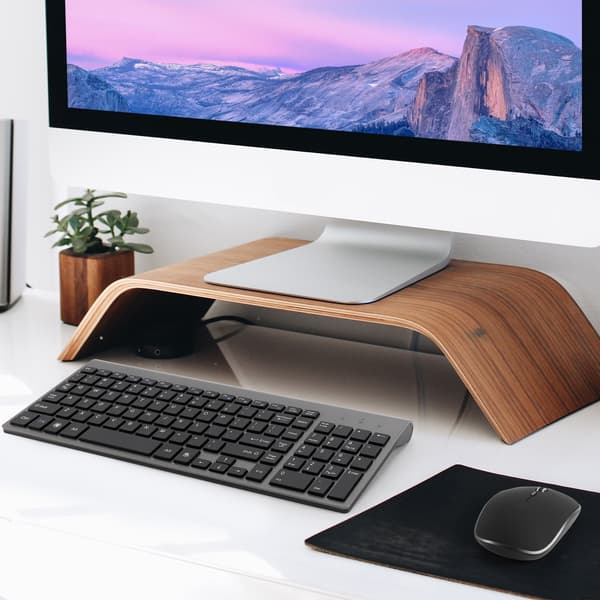 USB trådløst tastatur og mus-kombination, ultratynd og støjsvag, til stationær computer, bærbar computer, grå