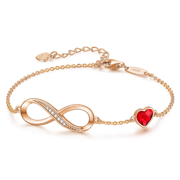 Hjärtformad symbolberlockarmband för kvinnor, justerbart 925 sterling silver Style F