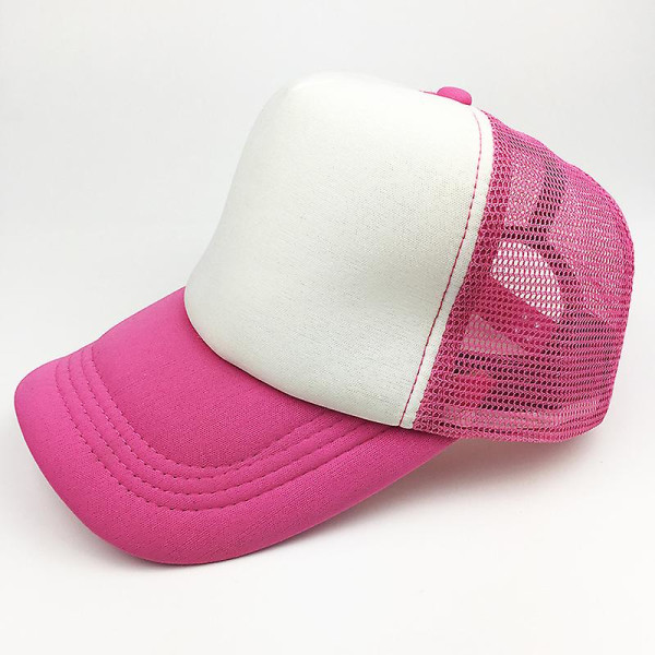 Barn Pojkar Flickor Mesh Baseball Cap Trucker Snapback Sommar Justerbar Hatt Rose Red