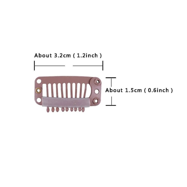50 st/lot 32 mm 9-tänders metallperukklämmor Peruk Hårförlängningsklämmor med gummisnäppklämmor för frisyr Peruktillbehör Brun