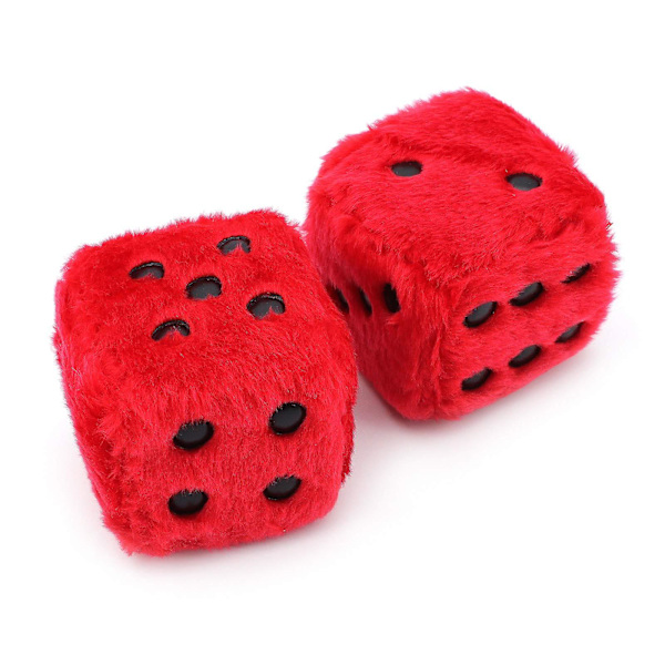 Auton roikkuva karvainen noppa, pari roikkuvaa parin auton riipusta pisteillä auton sisustuksen koristeluun, sisäseinä Red