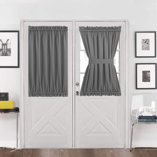 Mörkläggande stångficka dörr/fönstergardiner bakdörr sidopaneler för integritet - 54W x 40L mörkläggningsgardin gardiner franska dörrgardiner - 1 panel, grå