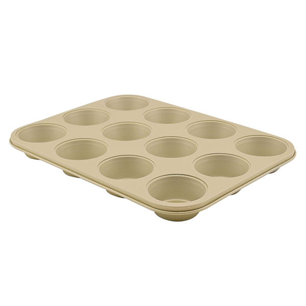 Guld Non-Stick Aluminiserad 12-Koppars Cupcake-Pan, Muffin-Pan