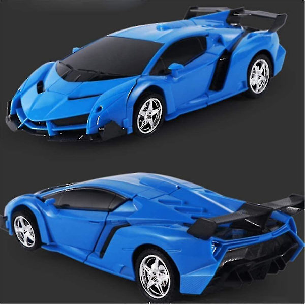 Fjärrstyrd bil, 2 i 1 transformer robotbil, en knapptryckning transformerande fjärrkontroll transformer bil robot Blue