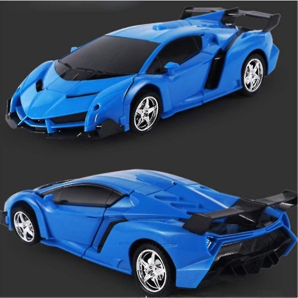 Fjernstyrt bil, 2 i 1 Transformer Robotbil, One Touch Transformer Fjernstyrt Transformers Bil Robot Blue
