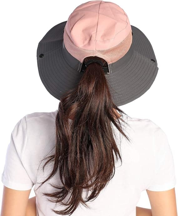 Kvinnors solhatt bred brätte hink mesh boonie hattar utomhus fiske UV-skydd