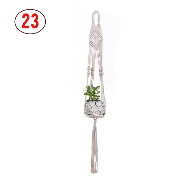 2 st Macrame växt hängare vit handgjord bomullsrep inomhus utomhus hängande växtkruka 23