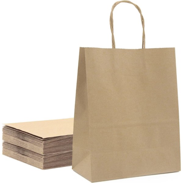 Paper lahjapaperipussi kahvoilla Bulk Kraft Bag, (Original - 10 kpl) häiden, syntymäpäivien, juhlien ja lahjojen kuljettamiseen.