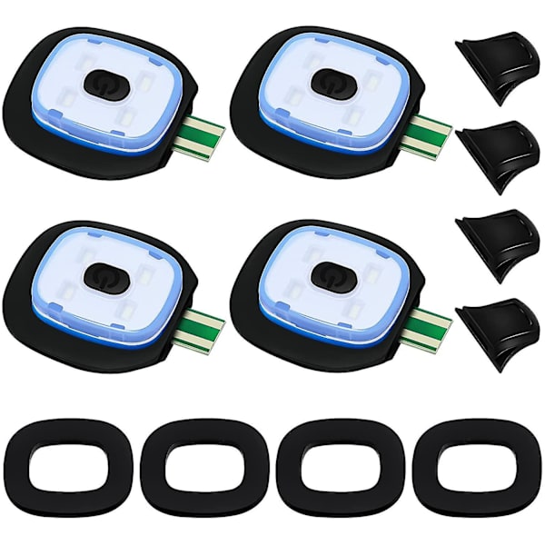 Genopladelig USB-lygte til LED-strikhue, 4 stk., stærk, medium og svag