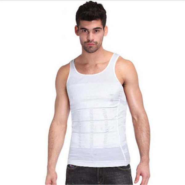 Män Korsett, Kroppsslankande Mage Shaper- Midjeskjortor White XL