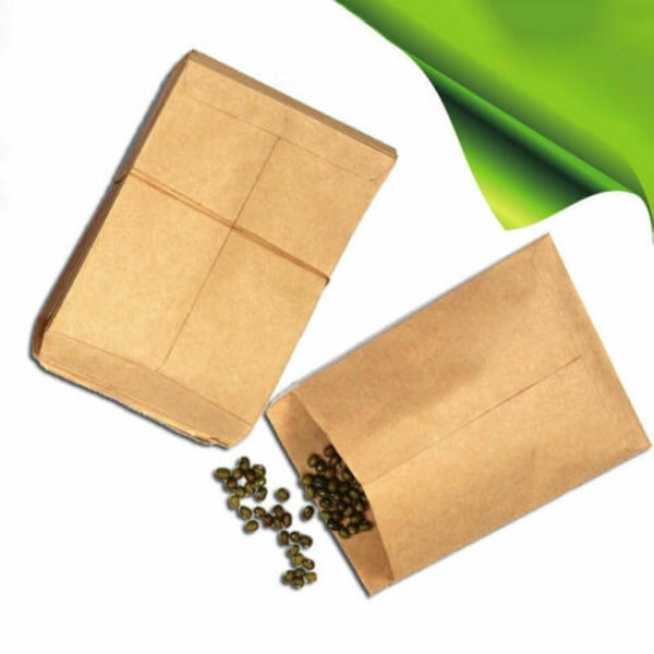 100 stk Vintage Kraft Paper Seed Bag Pouch Fortykket Seed Bag Kraft Paper Bag