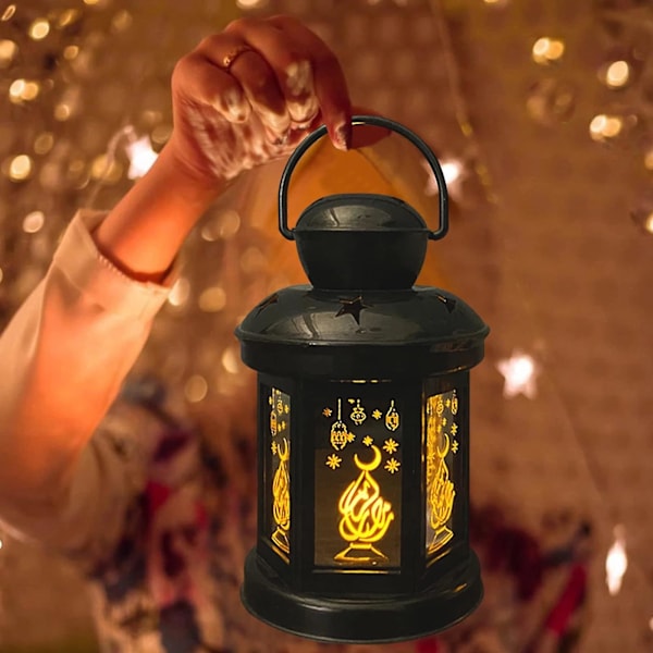 Ramadan Dekoration Lykta LED-lampor Eid Mubarak Prydnader Islam Muslimsk Festartiklar Eid Al Adha Ramadan Kareem Black