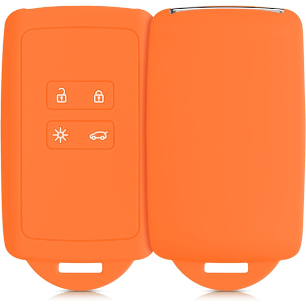 Orange nøglebeskyttelse til Renault Smart Key 4-knapper (kun Keyless Go) - Blødt silikoneetui med nøglering - Mørkeblå