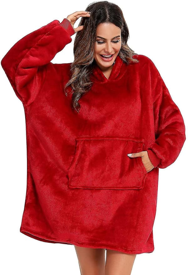 Genser med hette, teppe, hettegenser, teppegenser i flanell Rot