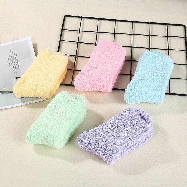 5 Pairs Warm Super Soft Plush Socks for Women, Superfine Fiber Crew Neck Fluffy Socks in Winter, Casual Home Pajamas, Cozy Fuzzy Socks