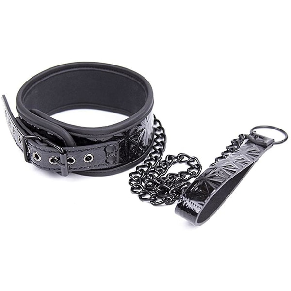 Halsband i läder med justerbar personlighet för män och kvinnor Black