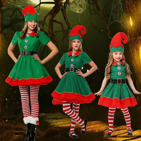 Kvinnors jul kläder Halloween kläder vuxen grön kläder jul spirit cosplay förälder-barn kläder lämplig för höjd 165-175cm