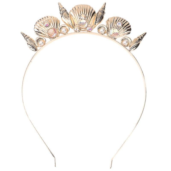 Skal Conch Form Hårbågar Legering Krona Pannband Dekorativ huvudbonad Kreativ Huvudbonad För kvinnor Flickor Gyllene