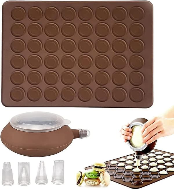 Macaron bagemåtte 48 huller silikone macaronform med dekorations pen non-stick forme til macarons kage brød