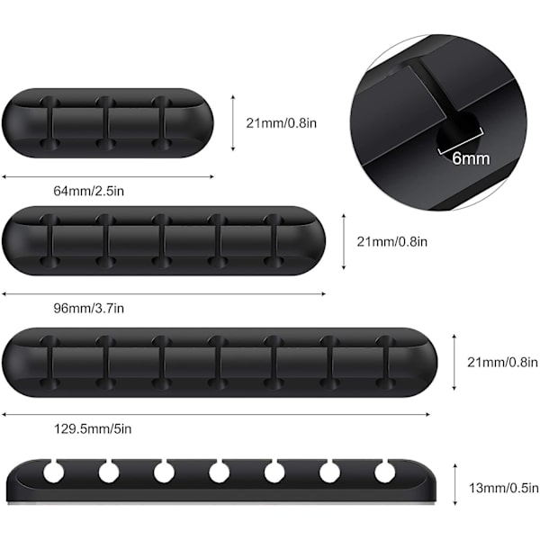 3 stk. kabelholder, multifunktionel kabelarrangør, kabelstyring til USB-opladerkabel lydkabel