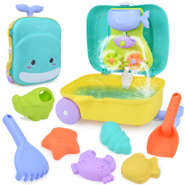 Children's Happy Bathing, Water Playing, Sand Digging, Sand Shoving, Beach Toy Set, Trolley Box Gift