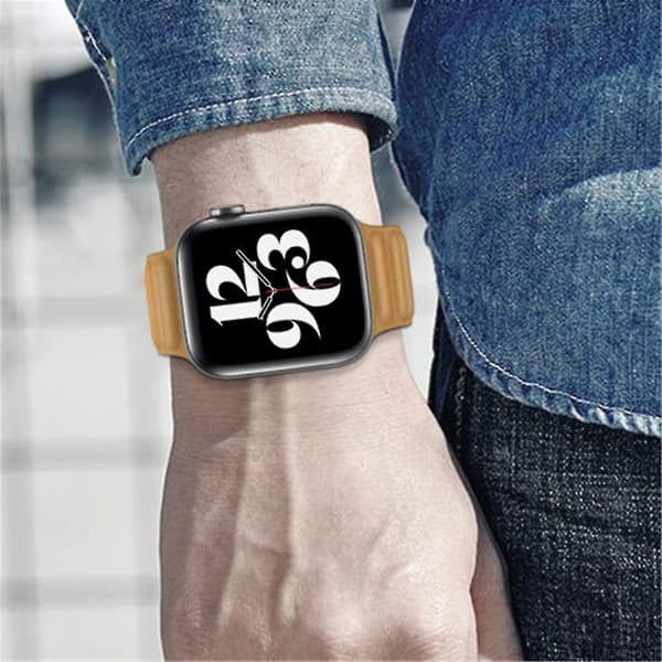 Magnetisk læderrem til IOS Watch Series, 42\\44\\45mm (khaki)