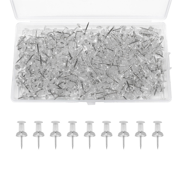 Basics Push Pins, Klar plast, Stålspets, 200-pack