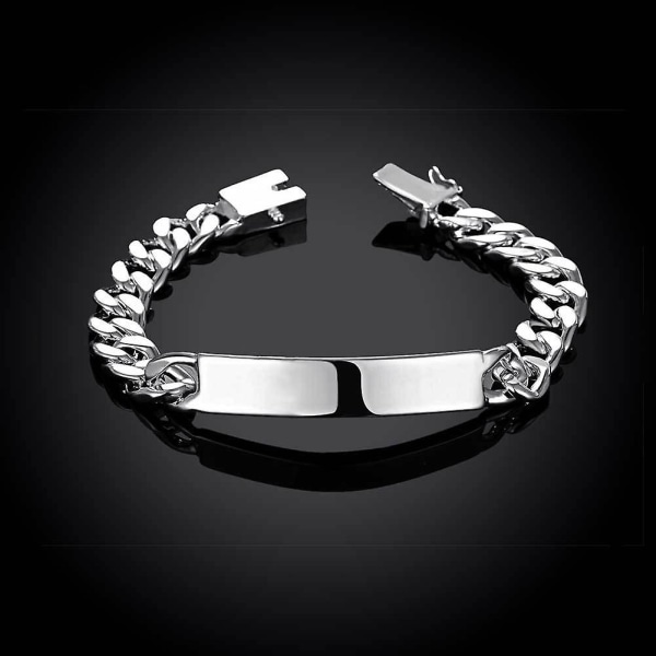 Charmming 925 Silver Plated Design Noble Pretty 10mm Herrkedja Smycken Mode Geometrisk Armband