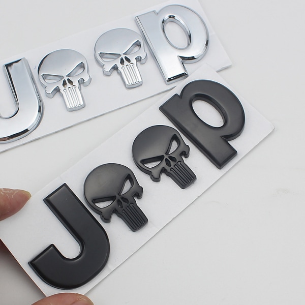 Jeep Punisher Car Logo Bildekal, Silver