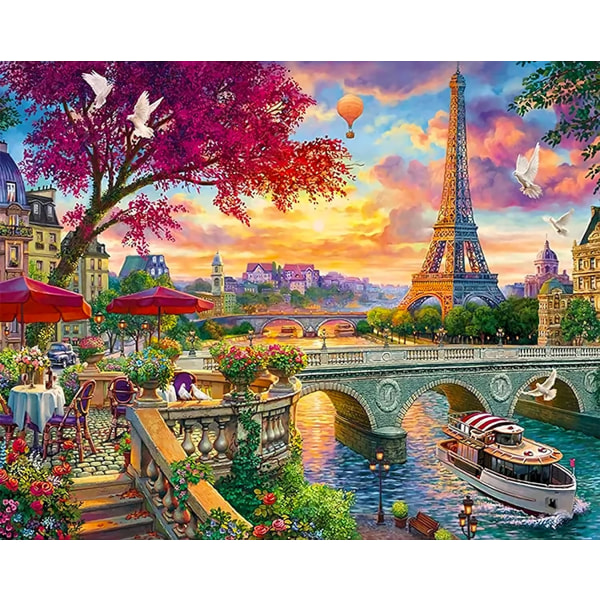 5D Paris Scenery Diamond painting för vuxna Eiffeltornet Scenery Set Nybörjare DIY Rund Diamond painting 12x16IN