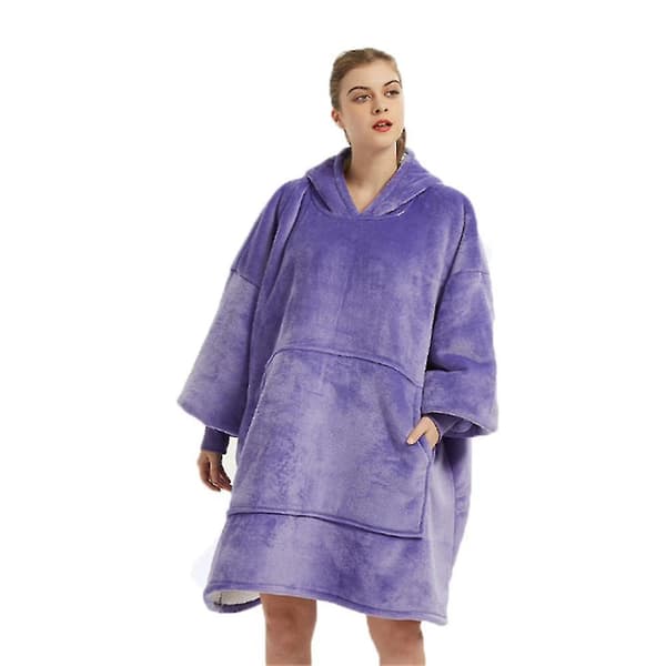 Överdimensionerad bärbar filttröja, bekväm pullover för vuxna män och kvinnor Purple