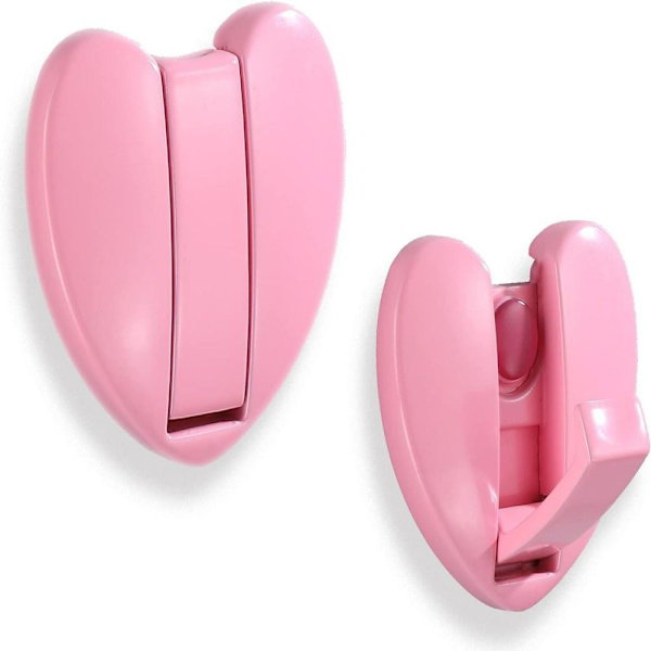 Foldbare Knager - Aluminium Kærlighedsformet Væg Knager - Indtrækkelige Knager til Ophængning af Frakke, Hat, Taske, Håndklæde, Nøgle Pink 2 pack