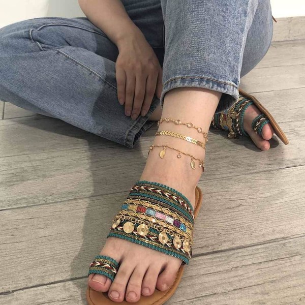 Anklet Guld Stjerne Anklets Multilayer Strand Fodkæder Smykker Tilbehør til Kvinder og Piger