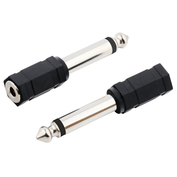 6,5 plugg til 3,5 mono jack adapter 6,35 plugg til 3,5 hunn lydadapter 2 stk
