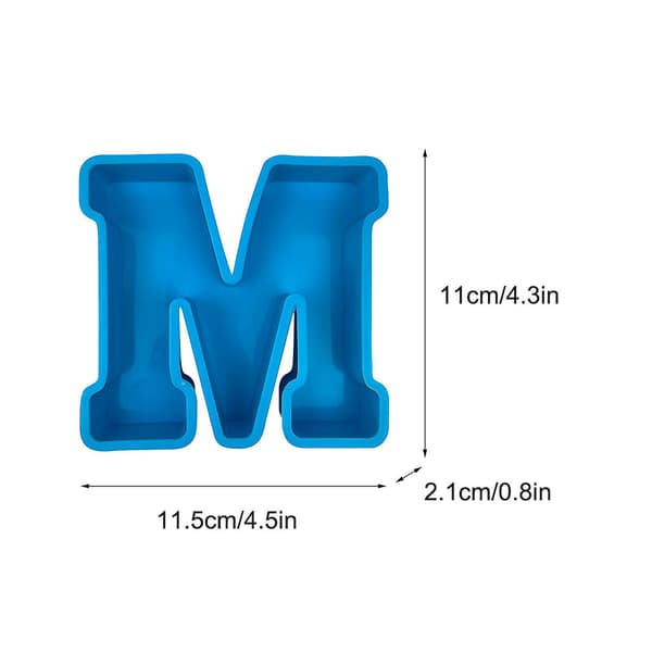 Alfabet kakeform i silikon, engelsk bokstavform, 3D-bokstavform M