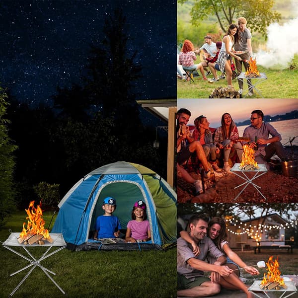 Utendørs sammenleggbar bålplass for camping og grilling