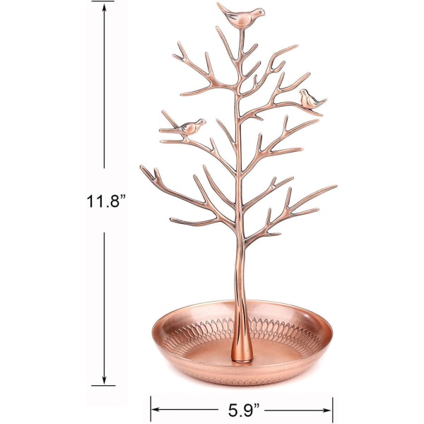 Smyckesträd Halsband Örhänge Stativ Modern Söt Fågel Smyckesträd för Kvinnor Flickor Tonåringar Brons