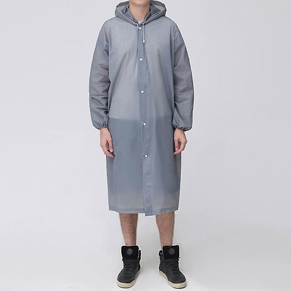 Återanvändbara regnponchos med huvor och ärmar Lätt regnkläder Medium Gray