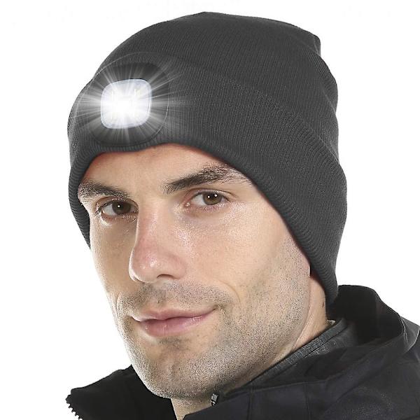 Unisex Led-valolla varustettu pipo, USB-ladattava, handsfree, 4 Led-otsalamppuhattu, lämmin talvinen neulottu hattu Led-taskulampulla patikointiin, pyöräilyyn, leirintään 21