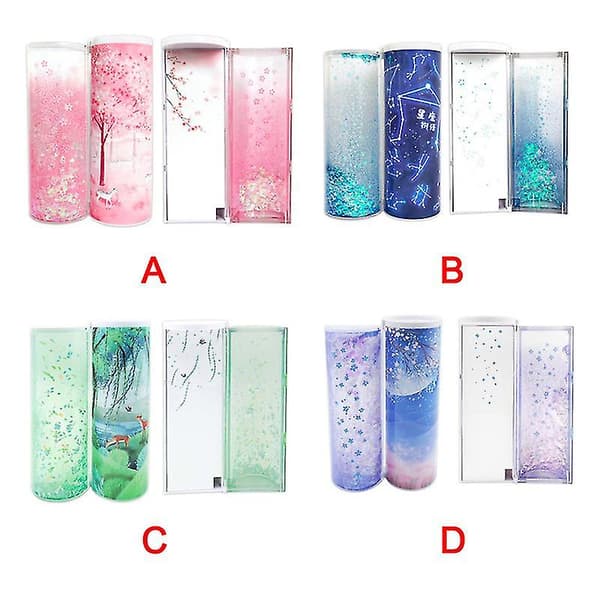 Stationery Box Quicksand Translucent Multifunctional Case Cylindrical Pen School Pen B